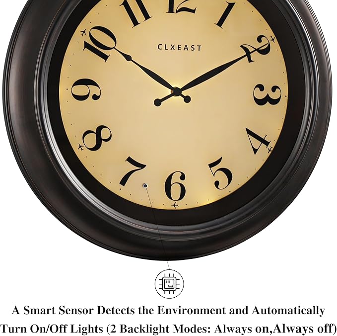 CLXEAST 18 Inch Large Illuminated Wall Clock