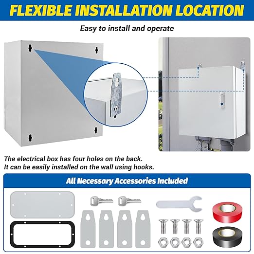 Electrical Box 12 x 12 x 8'' Steel Electrical Junction Box，NEMA 4X Steel