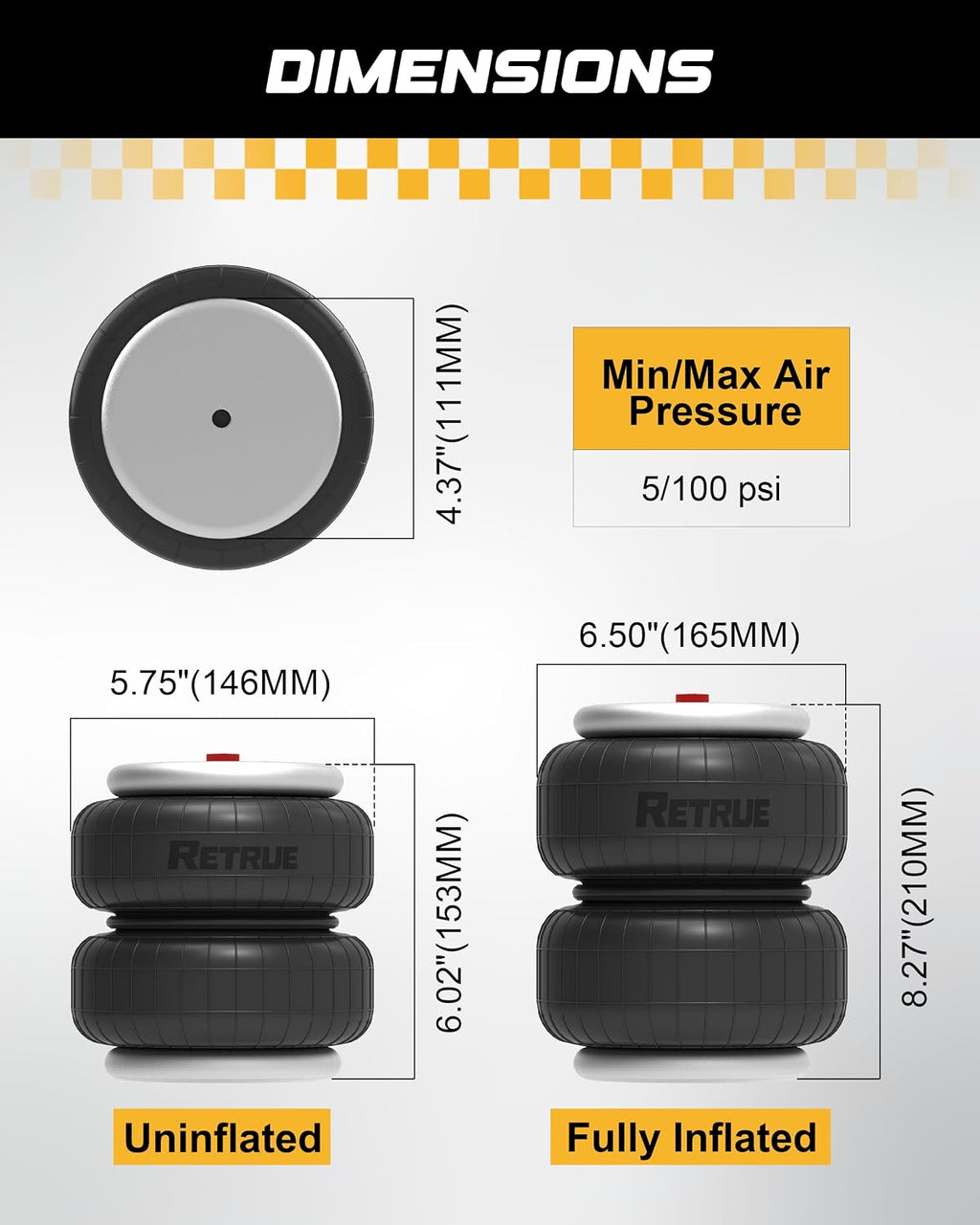 retrue universal air bags air suspension spring with shown in use