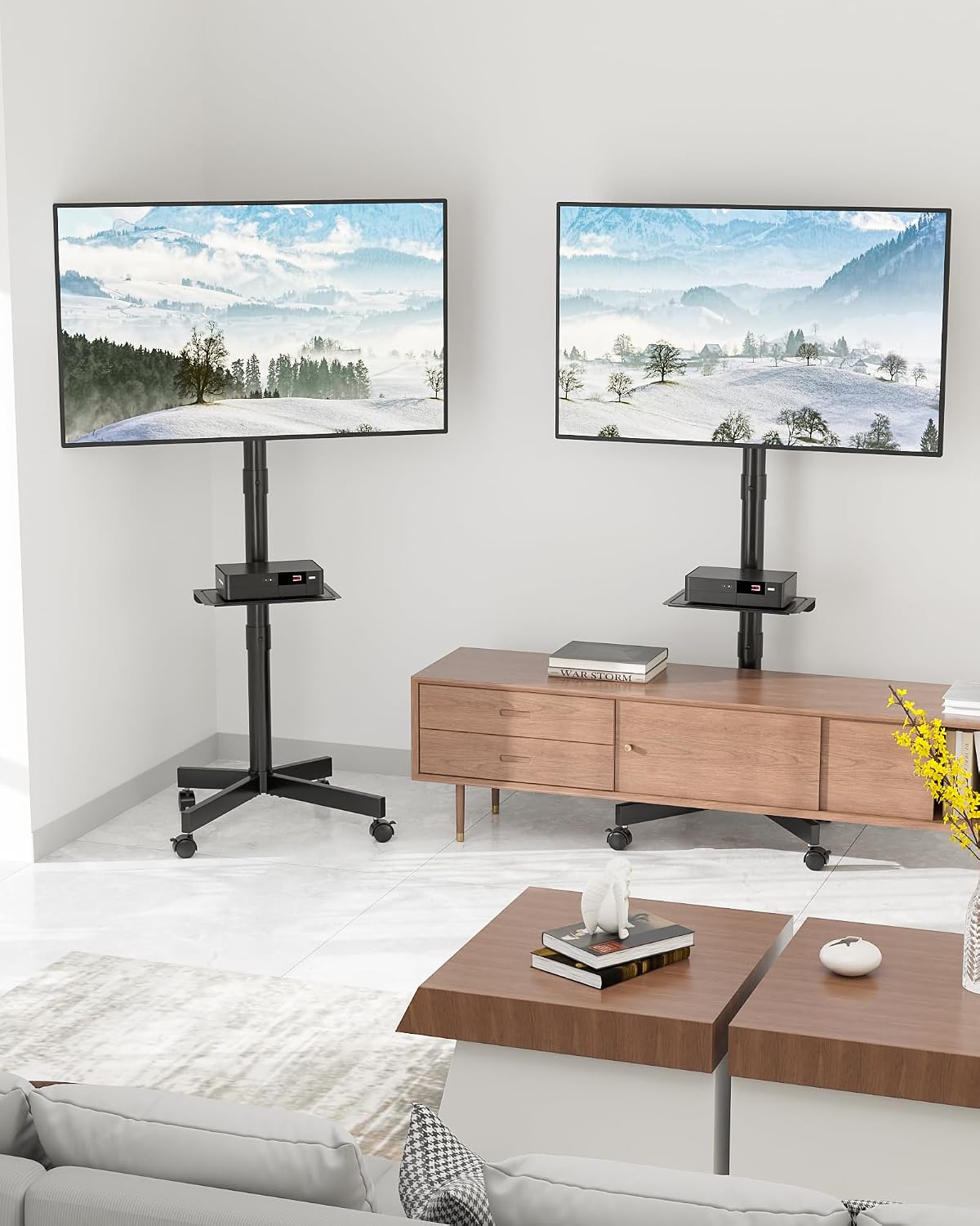 bontec rolling tv stand with tilt,mobile tv stand, view 10