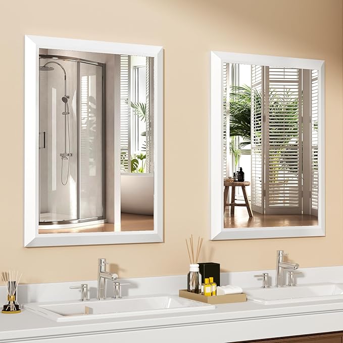 SMIROR Matte White Bathroom Mirror