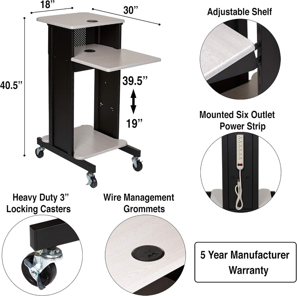 OEF Furnishings Presentation Cart and Stand, OEFPRC200, Steel Frame, Ivory Wo...