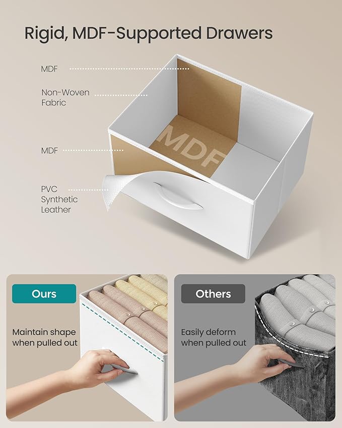 SONGMICS Dresser for Bedroom, Chest of Drawers, 8 Non-Woven Fabric Drawers