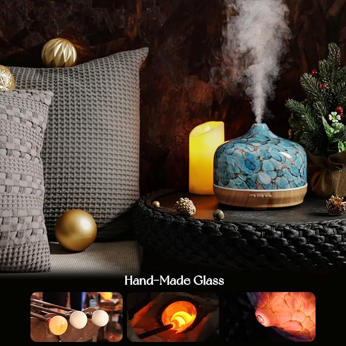 Porseme 500ml Glass Essential Oil Diffuser Aromatherapy Ultrasonic Cool Mist