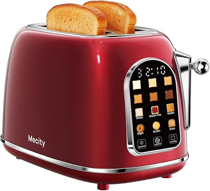 Mecity Toaster 2 Slice, Touch Screen Wide Slot Retro Toaster