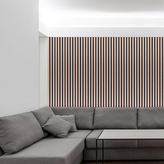 NeatiEase Wood Wall Panels, 9 Feet Acoustic Slat Wall Panels (6-Piece)