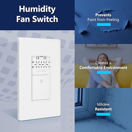 LIDER No Neutral Wire Required Humidity Sensor Switch, Automatic Humidity