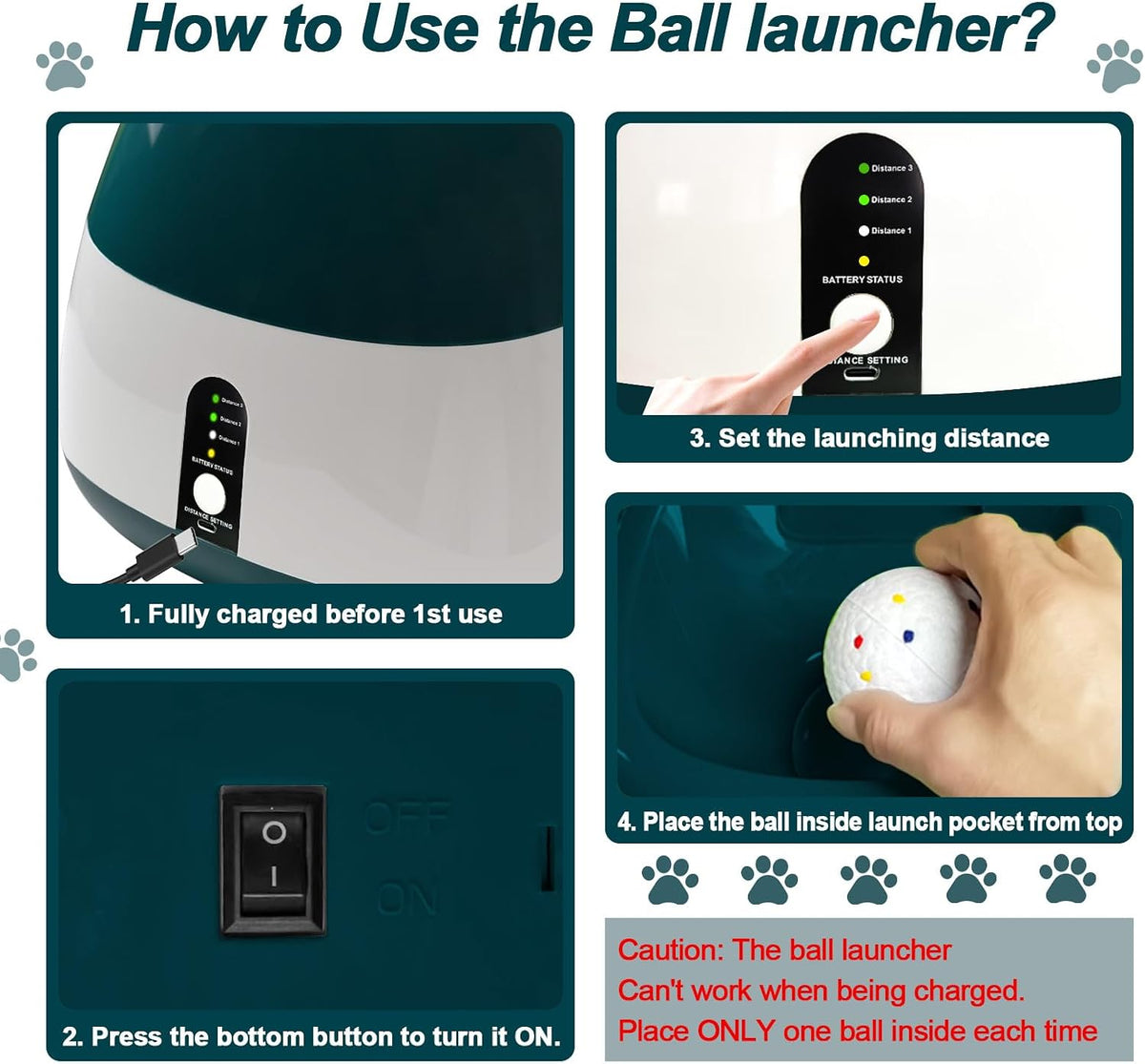 mekaple automatic dog ball launcher, upgraded interactive dog, side view