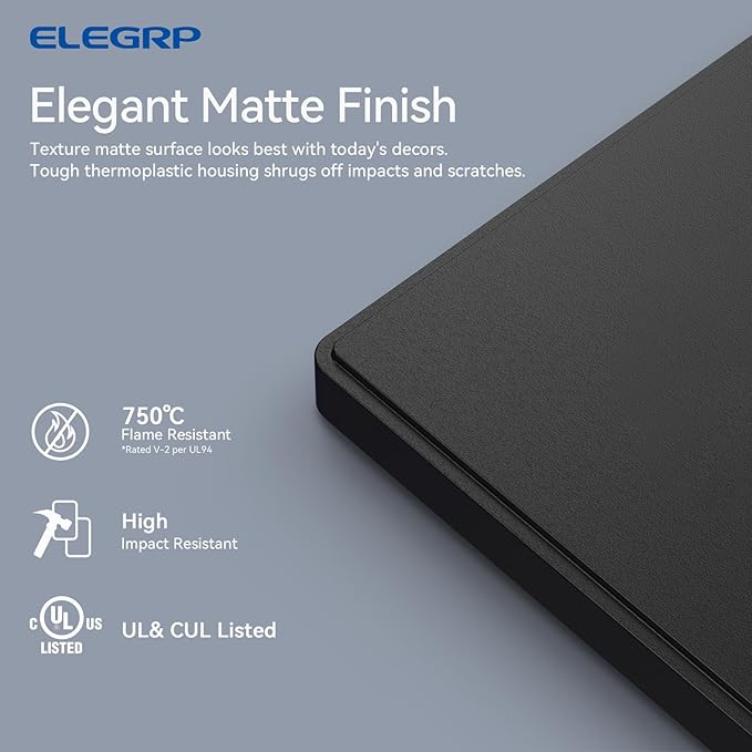 ELEGRP 4-Gang Screwless Decorative Wall Plates, Mid-Size Unbreakable (5 Pack)