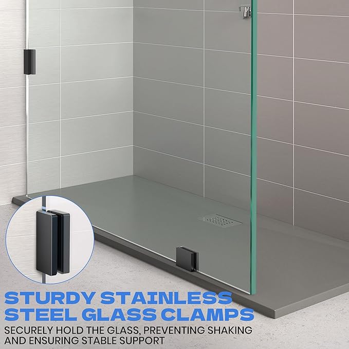 36" W x 78.75" H Shower Screen, Fixed Frameless Shower Glass Panel