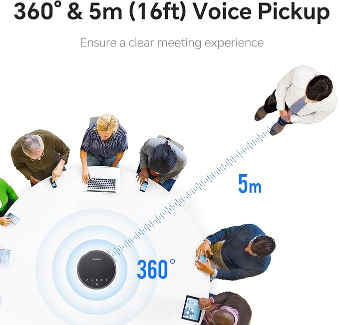 N newline Conference Speaker and Microphone, 2 Mics 360° Voice Pickup, AI Noise