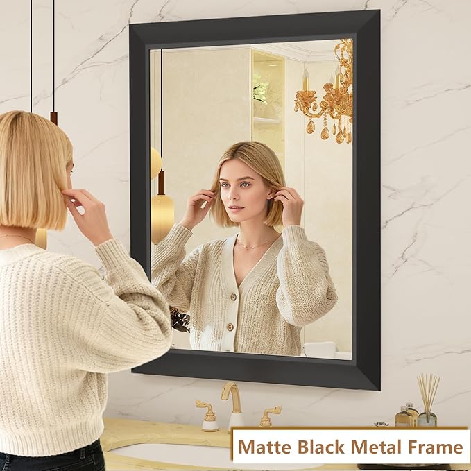 SMIROR Matte Black Bathroom Mirror