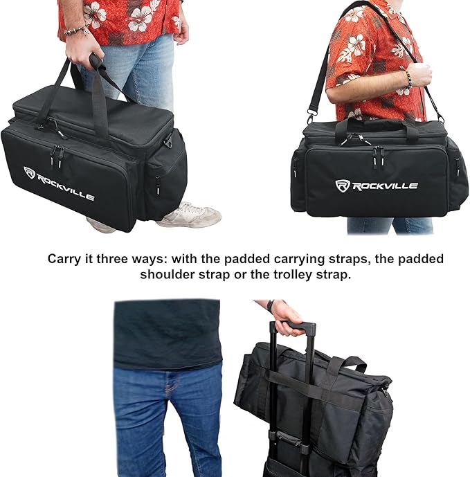 Rockville UT-BAG10 DJ Utility/Cable Bag, 10 Compartments, Padded Straps