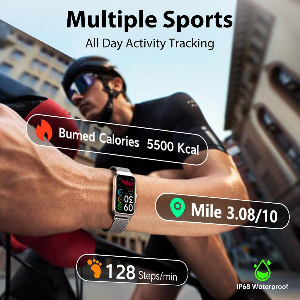 Fitness Tracker with 24/7 Continuous Heart Rate, Blood Oxy-gen Monitor, Smart Watch with Sleep Monitor, IP68 Waterproof Activity Tracker Step Counter for Women Men