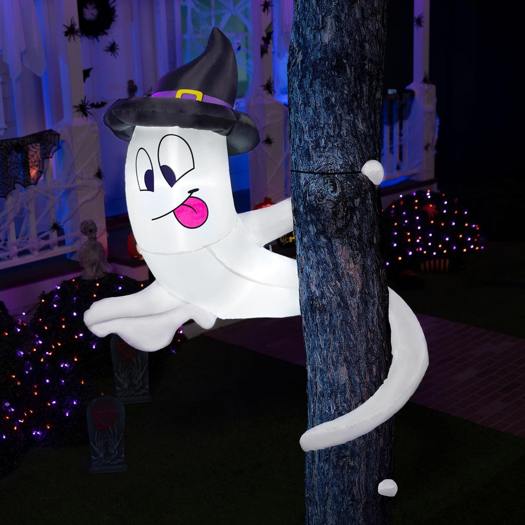 Joiedomi Halloween Inflatables Outdoor Decorations, Inflatable Ghost Halloween Decor Outdoor, Blow Up Ghost Twining Around Tree with Build-in LEDs for Yard Decorations