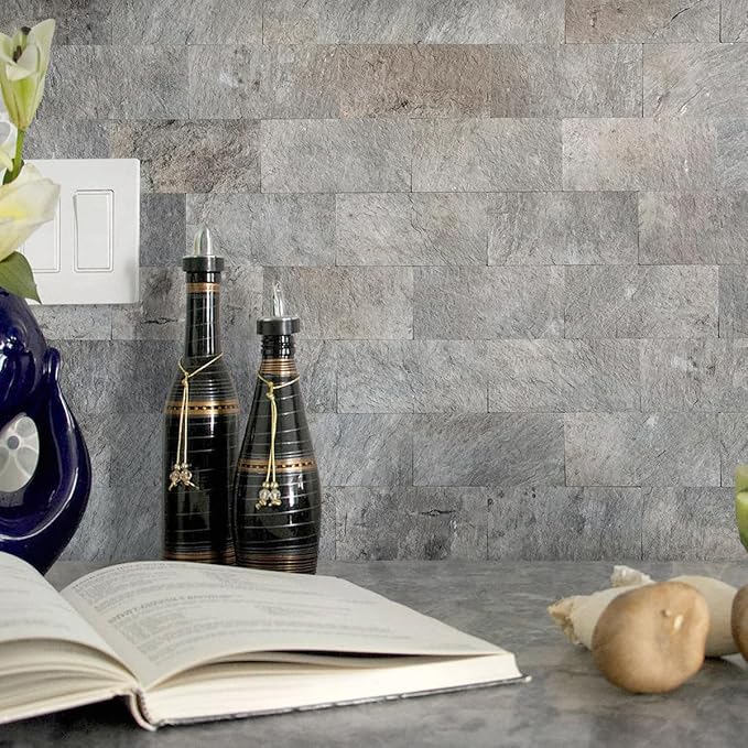 AULIGET 100 Piece Mountain Rock Peel and Stick Backsplash Wall Tiles, Laundry