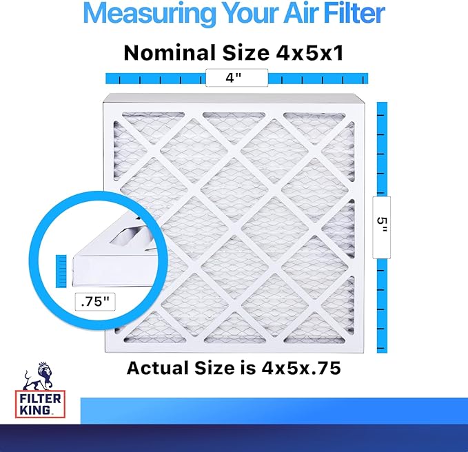 Filter King 4x5x1 Air Filter | 4-PACK | MERV 8 HVAC Pleated A/C Furnace Filters