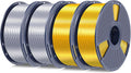 SUNLU Silk PLA+ Filament 1.75mm, Chrome Like Gloss Finish, Smooth Silk Texture, Upgraded Formula for Stable Printing, 4kg(8.8lbs) PLA Plus 3D Printer Filament, Gold+Gold+Silver+Silver