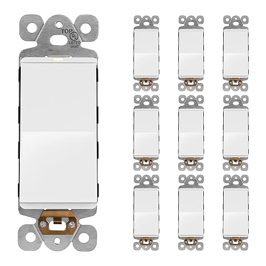 LIDER Minimalist Design Matte Finish Lighted Decorator Switch, Frameless Paddle (10-Pack)