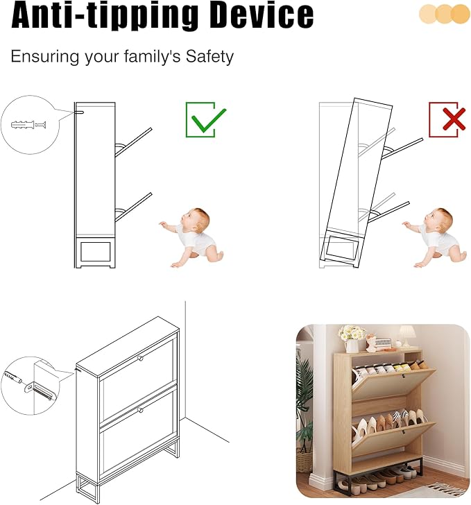 AVZEAR Narrow Shoe Storage Cabinet