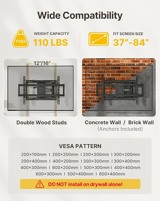 monTEK Full Motion TV Wall Mount