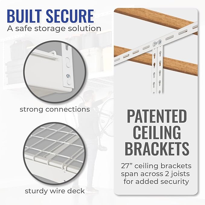 SafeRacks 4 ft x 8 ft Overhead Storage Rack Adjustable 24 in - 45in Height (5-pc)