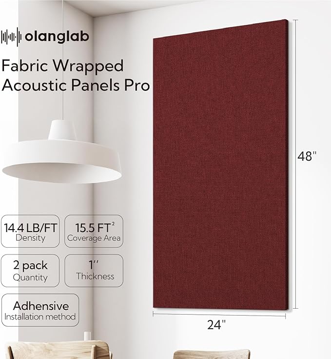 Olanglab Acoustic Panels 2 Pack, Fabric Wrapped Sound Proof Foam Panels