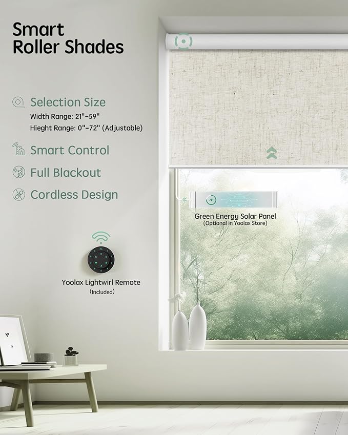Yoolax Motorized Blinds with Remote, Electric Window Shades Compatible with