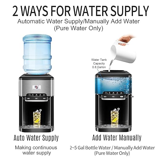 NUNET 3-in-1 Portable Ice Maker Water Dispenser Countertop Built-in Ice Machine