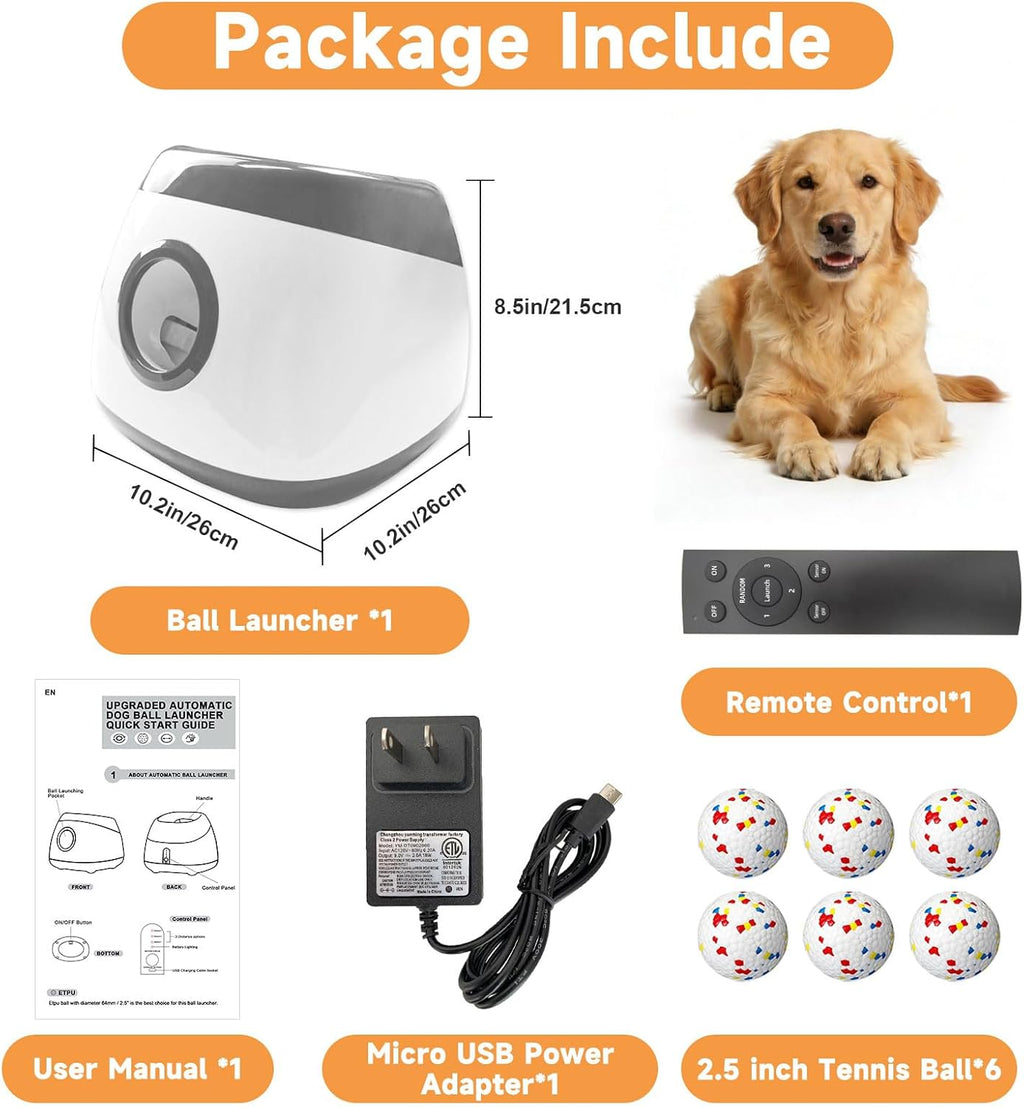 automatic dog ball launcher, 6 etpu balls, adjustable, close-up detail