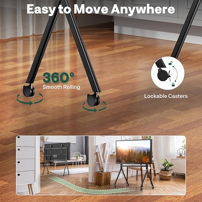 Sylvox TV Floor Stand for 65-75 Inch TVs, Heavy Duty Rolling TV Stand Max Load