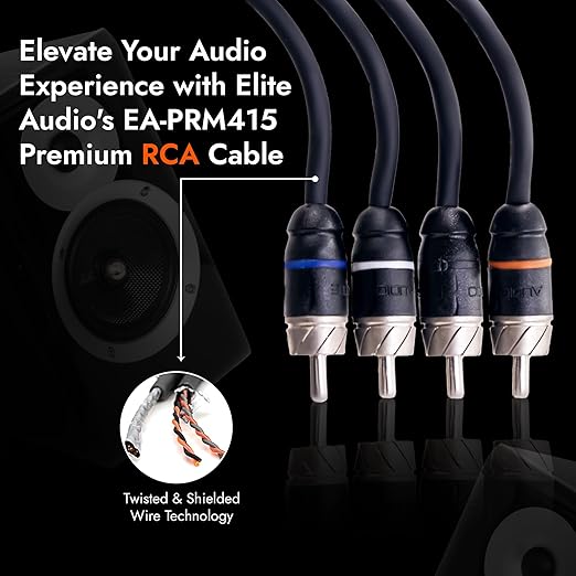 Elite Audio Premium Series 15ft. 4-Channel Car Audio RCA Cable – Double Shielded