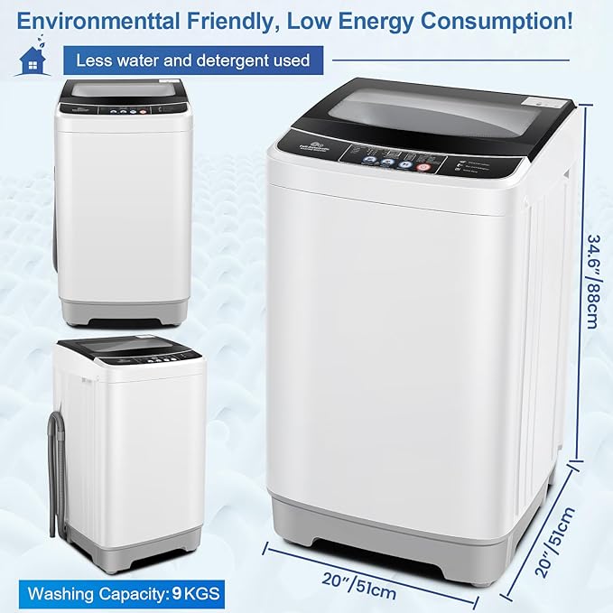 Nictemaw Portable Washing Machine 20Lbs Capacity 2.8 Cu.ft Portable Washer and