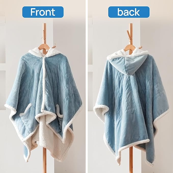 Westinghouse Wearable Heated Throw Blanket, Electric Heated Wrap Poncho Shawl