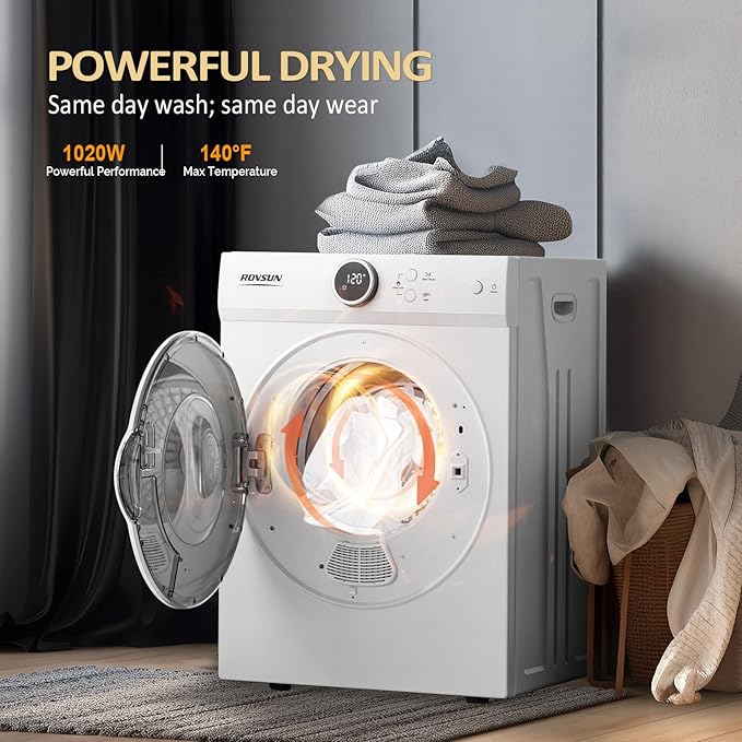 ROVSUN 1.8CuFt Portable Clothes Dryer and 25LBS Full-Automatic Washing Machine
