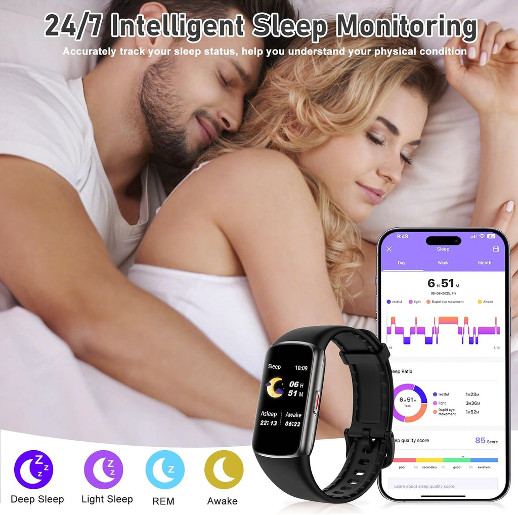 fitness tracker with 24/7 heart rate, blood oxygen, side view