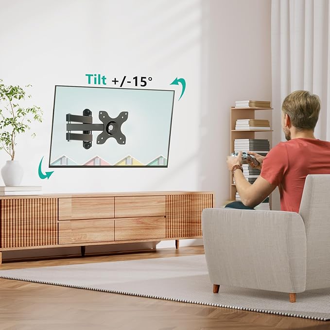 WALI TV Wall Mount Full Motion 15 inch Extension Arm Tilt Swivel (2 Pack)