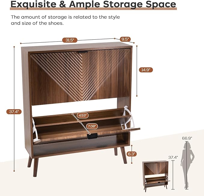 Shoe Cabinet Storage, Farmhouse Freestanding Organizer