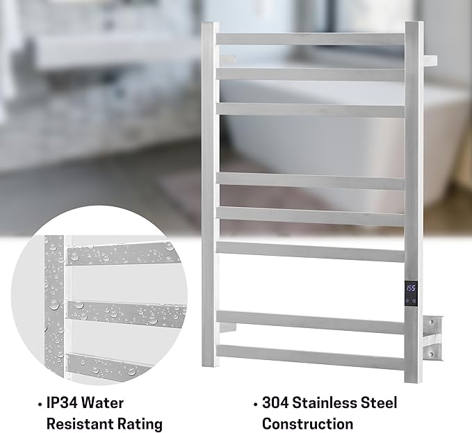 8-Bar Heated Towel Rack – Quick Heating Electric Towel Warmer