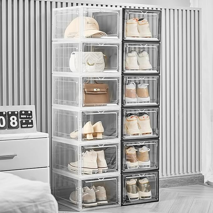 Attelite Upgrade 12pack Shoe Box Storage Containers, Thicken Sturdy Clear
