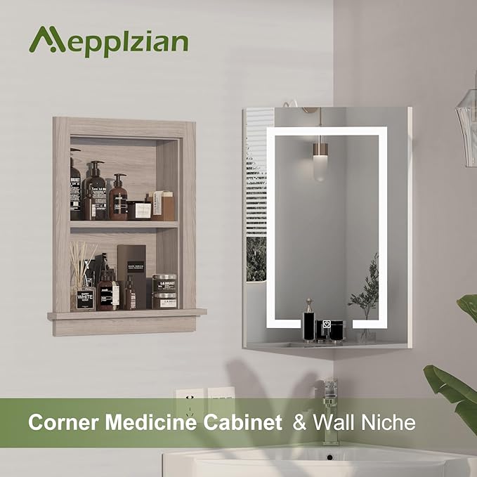 Recessed Medicine Cabinet, Fully Assembled Recessed Wall Niche, Waterproof in