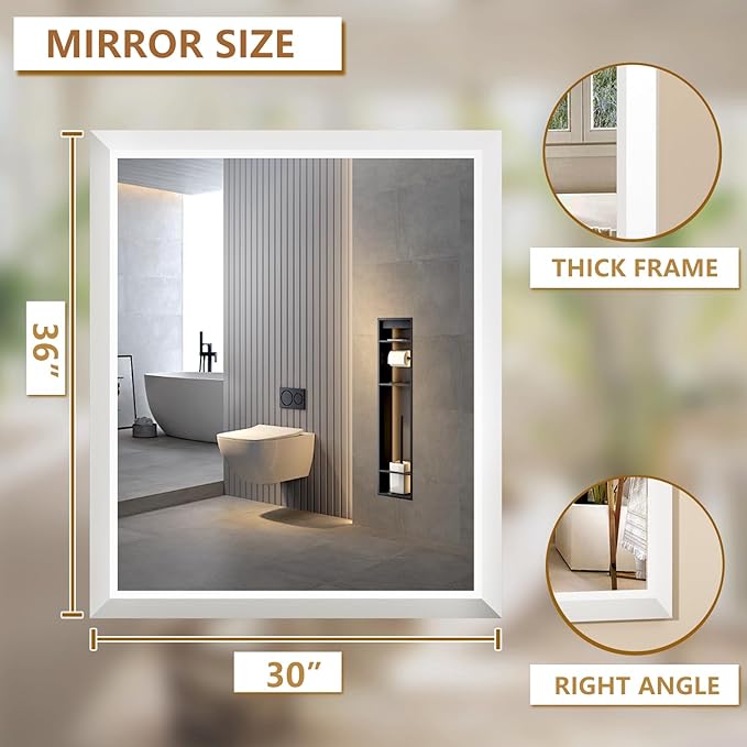 SMIROR Matte White Bathroom Mirror