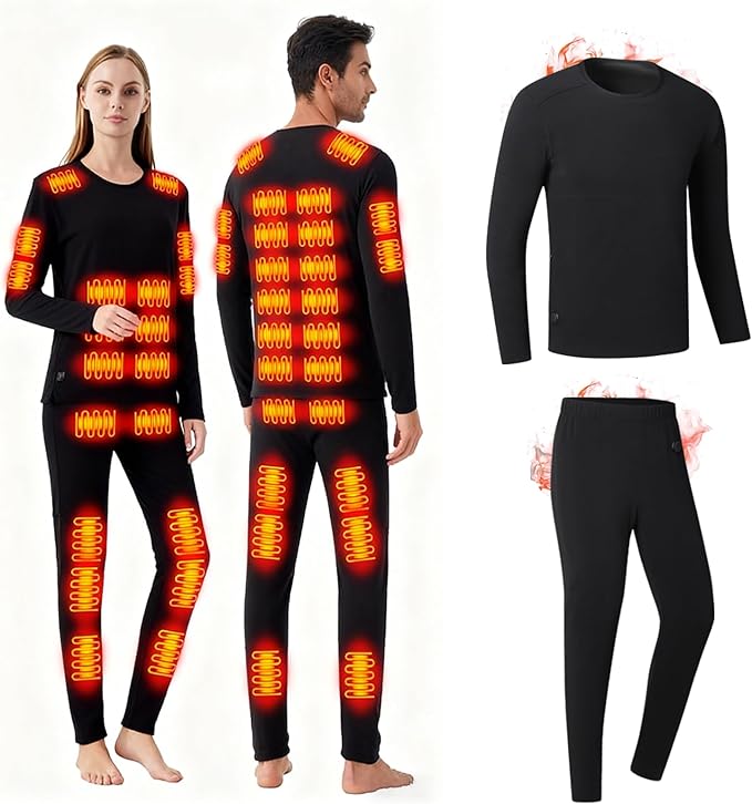 Heated Thermals Underwear Men Women: 42 Heating Zones Electric Thermal Long