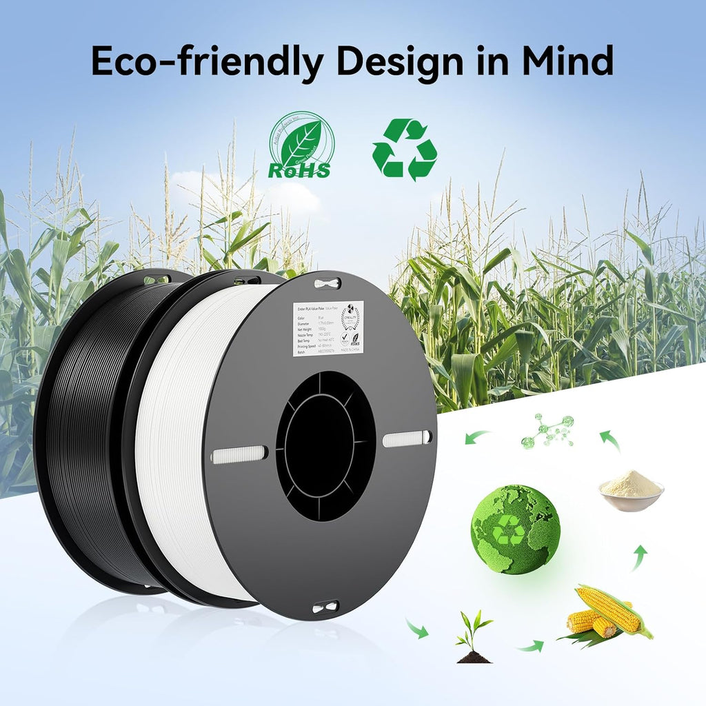 creality pla 3d printer filament, black & grey on a desk or shelf
