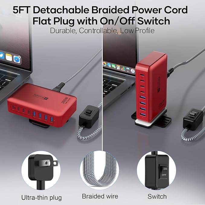 8-Port USB Charger Block 200W