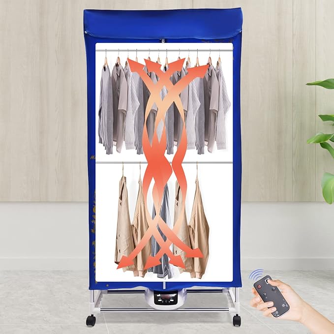 Electric Portable Clothes Dryer, 1200-1500W Travel Dryer Machine Folding Remote
