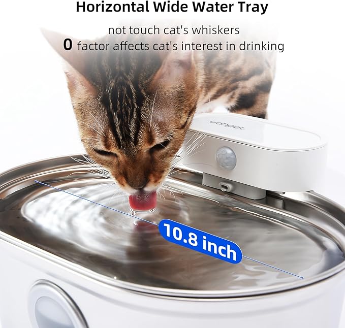 uahpet Wireless Cat Water Fountain Stainless Steel Pro, External Pump Battery