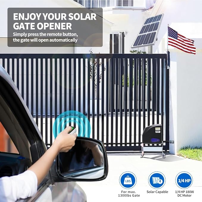TOPENS DKC500S Solar Sliding Gate Opener Chain Drive Automatic Gate Motor