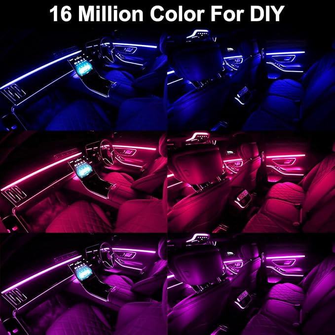 Interior Car LED Strip Lights APP Control, 5 in 1 RGB 16 Million Colors Ambient