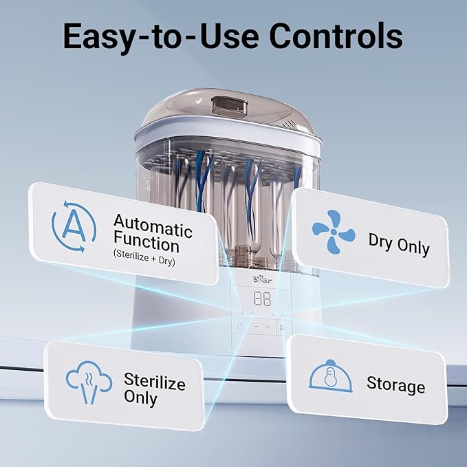 Bear Bottle Sterilizer and Dryer, 2 Layers Large Electric Steam Baby Bottle